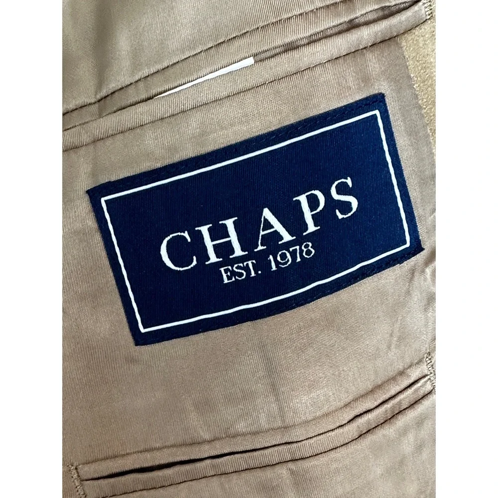 Chaps Blazer Men 42L Tan Faux Suede 3-Button Sport Coat